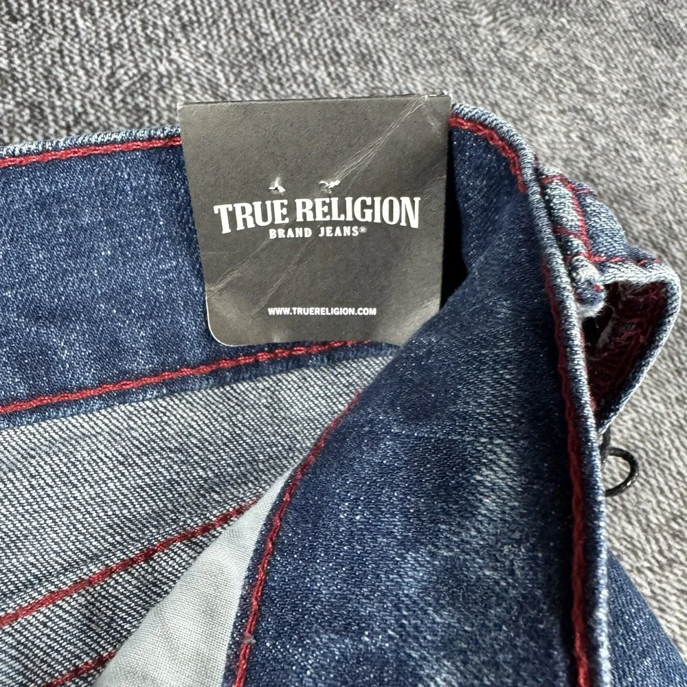 New‎ NWT True Religion Jeans Red Stitch 40x34 Geno Mens Flap Relaxed Slim Fit